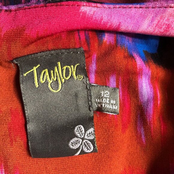 TAYLOR SURPLICE NECK fit & flare SASH WAIST TIE ‎ DRESS 12 - Picture 7 of 7